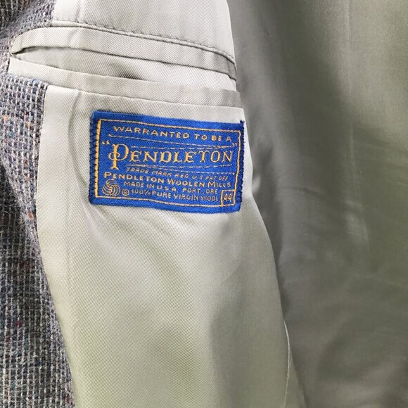 VTG Men's Pendleton Blazer 44 Wool Sport Coat Suede Elbow Patches Made in USA - Picture 12 of 14